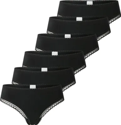 Produktbild von SCHIESSER Damen Strings, 6er Pack - 6Pack Cheeky String, Stretch Baumwolle, uni Schwarz L