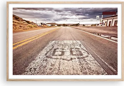 Produktbild von Gerahmtes Poster - Rahmen in heller Eiche - USA Route 66 Reise - 91,5x61 cm - Wand Bild - Wanddeko - Wandbilder - Wandposter - Bilderrahmen - Bilder - Kunstdruck - Wandbild - P2NAA91x61-2712
