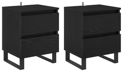 Zdjęcie produktu dla Szafka Nocna z szufladą 2 pcs Czarny Dąb 40 x 35 x 50 cm