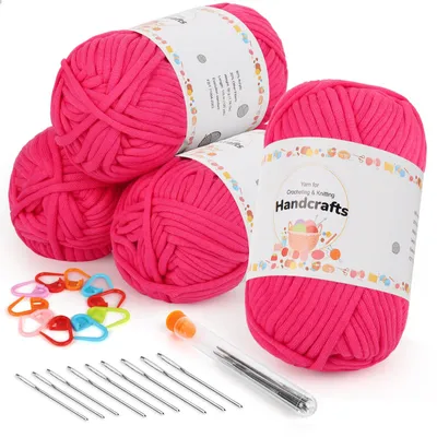 Häkelgarn-Set, 4 x 59 g, Baumwollmix, Rosa, für Anfänger