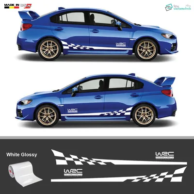 Produktbild von Auto Seitenstreifen Vinyl Aufkleber WRC Sticker Set - Weiß - 230 x 26 cm, 2er Set