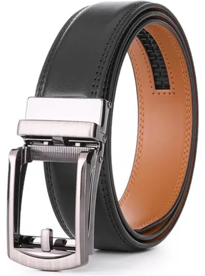 Productafbeelding van Leren herengordel, automatisch verstelbaar, 3,5 cm breed, zwart, lengte 120 cm, met cadeauverpakking