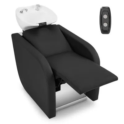 Produktbild von Elektrische Stuhl mit Waschbecken & Knetmassage, Elektrische Beinstütze, Waschbecken aus Keramik Verstellbar, W8623 (Schwarz/Kunstleder)