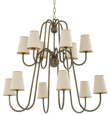 Produktbild von Casa Padrino Luxus Jugendstil Kronleuchter Vintage Messingfarben / Weiß / Gold 76 x 76 x H. 76 cm - Barock & Jugendstil Kronleuchter