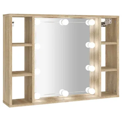 Image de vidaXL Armoire de toilette avec LED Chêne Sonoma 76x15x55 cm