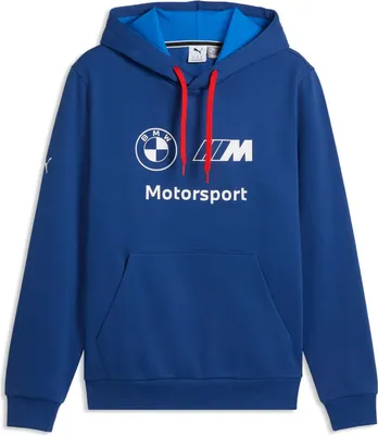 Produktbild von „BMW M Motorsport Kapuzenpullover Essential Logo Puma, Offizieller Fanartikel, Blauer Hoodie mit BMW Logo und M-Schriftzug, Hochwertiger Baumwoll-Polyester-Mix