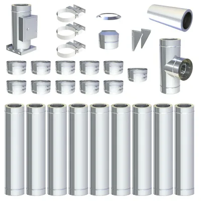 Produktbild von Ø 300 mm - 9 m DW FU Doppelwandiges Schornstein Set Wandmontage Hochglanz