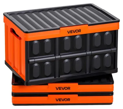 Produktbild von VEVOR Zusammenklappbare Aufbewahrungsboxen mit Deckeln, 45L 3er Pack, Faltbare stapelbare Kunststoffkisten mit Griffen, große robuste Behälter für Kleidung, Spielzeug, Bücher, Snacks, Schuhe und Lebensmittelorganisation, 45 L-a, 3-teilige Set
