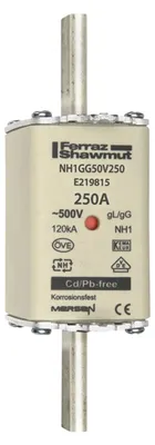 Zdjęcie produktu dla Wkładka bezpiecznikowa NH-ZERO rozmiar 1, 250A AC500V - Bezpiecznik niskiego napięcia HRC NH1 250A NH1GG50V250