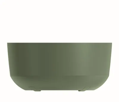 A green planter pot is shown against a white background.