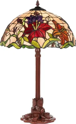 Zdjęcie produktu dla Casa Padrino Luxury Tiffany Table Lamp Multicoloured / Brown Ø 40 x H. 61 cm - Okrągła lampa biurkowa Tiffany - Luksusowe Wnętrza - Luksusowe Lampy - Lampy Tiffany