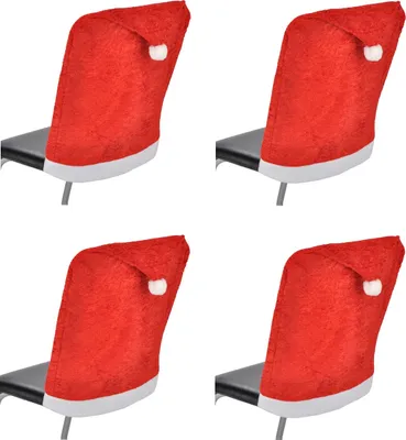 Produktbild von 4 x Stuhlhusse Samt Weihnachten Stuhlbezug Stuhlüberzug Nikolaus Weihnachtshusse