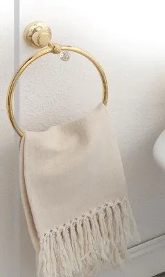 Produktbild von Luxus Handtuchhalter / Handtuchring mit Swarovski Kristallglas Gold 20,2 x 9,3 x H. 22 cm - Luxus Bad Zubehör -  Italy