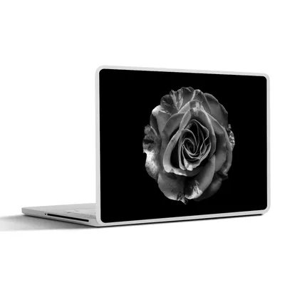 Produktbild von MuchoWow® Laptop Aufkleber Sticker Cover Blumen - Rose - Schwarz - Weiß - Botanisch 30x22 cm - Laptop-Sticker