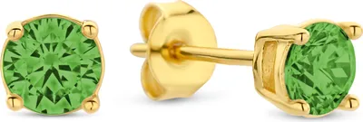 Produktbild von Neu Bling 9NB-1177 Silber Ohrstecker mit Zirkonia Stein 4mm - Grün - Silber - Vergoldet/Gold auf Silber
