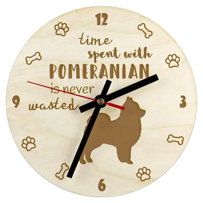 Image de Chien poméranien - horloge avec chien, horloge en bois gravée, horloge personnalisée Art-Dog