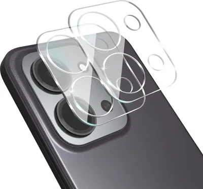 A close-up view of a smartphone camera lens protector being placed on a smartphone.