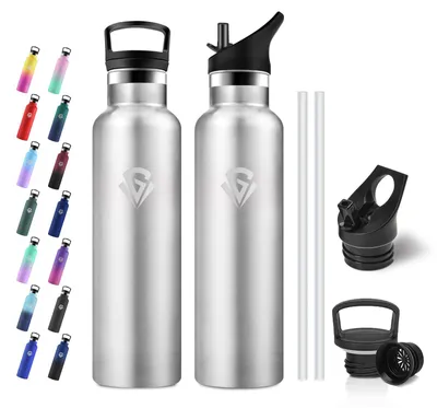 Productafbeelding van JAPORIA drinkfles 750 ml, thermosfles met rietje, dubbelwandig, geïsoleerd, BPA-vrij