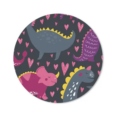 Produktbild von MuchoWow® Mauspad Mousepad Dinosaurier - Kind - Muster - Rosa - Mädchen 40x40 cm - Mousepads - Maus Mat - Pad - Mausunterlage - Schreibtisch Accessoires