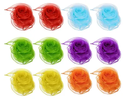 Obrázek produktu pro Taneční šátky 12 kusů - Čtvercové žonglovací šátky 61x61 cm - Chiffon látka - Barevná dekorace - Aktivity a vystoupení - Žonglovací sály