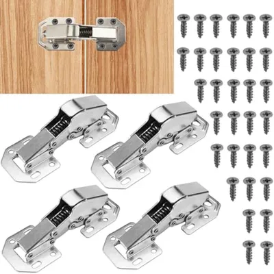 Produktbild von PromoHome® 4 Stück Türscharniere mit Soft-Close-Dämpfung, 90-Grad, für Möbeltüren, Küchenschränke, mit 32 Schrauben