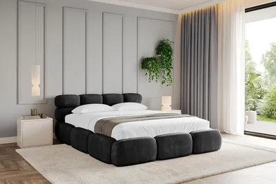 Produktbild von ALTDECOR Polsterbett mit Bettkasten NOMA v1 - 180x200 Schwarz - Bett ohne Matratze, Doppelbett mit Stauraum und Latternrost, Boxbett mit Kopfteil
