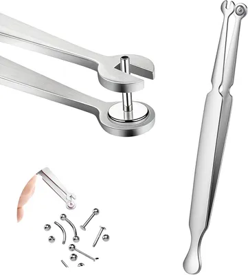 Produktbild von Piercingzange aus Edelstahl zum Drehen von Kugeln – zum Öffnen und Wechseln von Piercingschmuck an Ohren, Lippen, Bauchnabel, Zunge, Nase und Augenbrauen