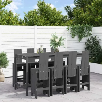 Produktbild von Cloris Designermöbel 9-tlg. Gartenbar-Set Grau Massivholz Kiefer 2024 Neu