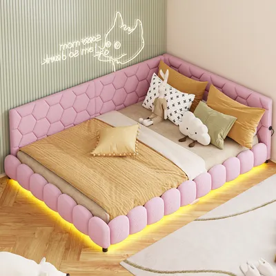 Immagine prodotto di Divano letto ProximaX (140*200 cm), Luce ambientale a 16 colori, Connessione USB, Materiale confortevole, Rosa