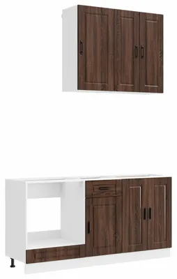 Immagine prodotto di vidaXL Modulo cucina PORTO, 5 pezzi, pannello di legno effetto noce marrone