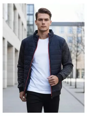 Imagen del producto de Chaqueta de entretiempo acolchada para hombre, color azul oscuro, talla L