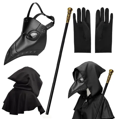 Image de Costume de "Docteur des nuisibles" comprenant un masque, une cape et un sceptre