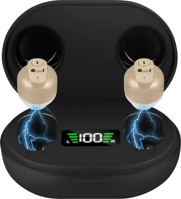 Produktbild von Hörgeräuschverstärker, Wiederaufladbarer Sound-Verstärker, Noise Cancelling, USB Ladestation, Aufbewahrungsbox, ergonomische Passform Kopfhörer Kabellos