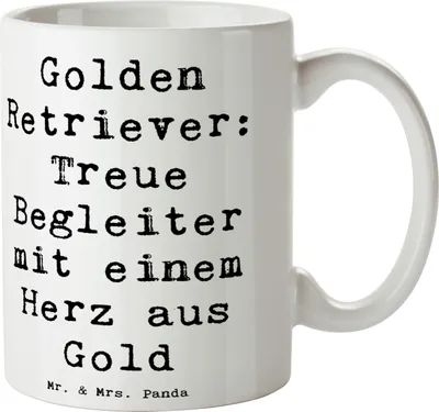 Produktbild von Mr. & Mrs. Panda Trinkbecher Spruch Golden Retriever Freund - Weiß - Geschenk, Teetasse, freundlicher Hund, Kakaotasse, intelligenter, Becher, Hunderassen, Kaffeebecher