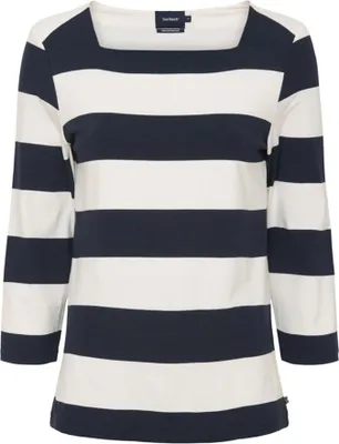 Produktbild von Sea Ranch Damen Shirt Piper mit Streifen und 3/4-Arm - Streifenshirt mit quadratischem Ausschnitt in Navy-Pearl Größe L