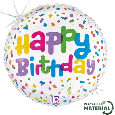 Produktbild von 18"/Ø46cm Folienballon Confetti "Happy Birthday"