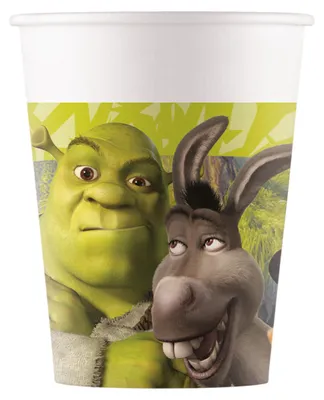 Produktbild von Offiziell lizenzierte DreamWorks Shrek Esel Pappbecher für Geburtstagsparty, 200 ml, 8 Stück