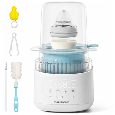 Produktbild von Vulpes Goods Flaschenwärmer 10-in-1, 24 Stunden warmhalten, Auftauen & Sterilisieren – Flaschenwärmer mit Nachtlicht – Sterilisator mit Dampfhaube