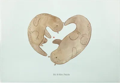 Produktbild von Mr. & Mrs. Panda Servierplatte Otter Herz - Weiß - Geschenk, Küchenbrett, Liebe, Vesperplatte, Großes Schneidebrett, Frühstücksbrett, Glas-Schneidebrett, Hochzeitstag