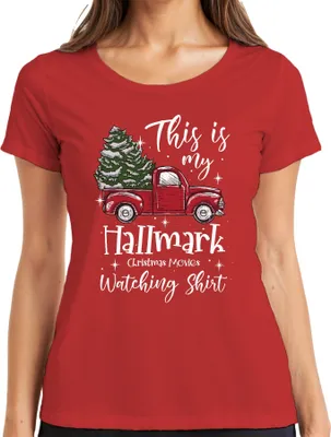 Produktbild von This is my Hallmark watching Shirt - Weihnachten Weihnachtsgeschenk Christmas Damen T-Shirt, Rot, 3XL