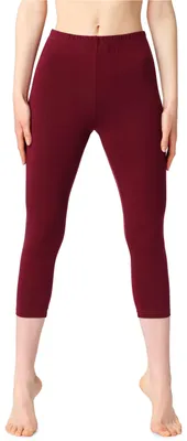 Image de Bellivalini Leggings 3/4 pour femmes en coton BLV50-199 (rouge vin, M)
