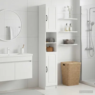Obrázok produktu pre Maison Exclusive – Skrinka do kúpeľne s otvorenou policou, model UTRECHT, vysoký lesk, biela farba