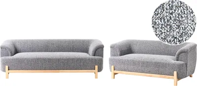 Produktbild von BELIANI 5-Sitzer Sofa Set Dunkelgrau Meliert Stoffbezug mit Breiten Armlehnen Holzbeine Dicke Nähte Freistellbar Modernes Design Wohnzimmer Sitzgruppe