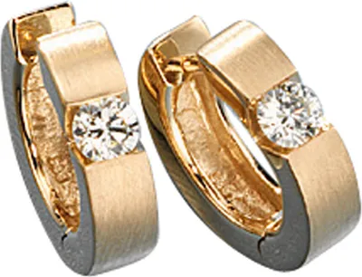Produktbild von JOBO Creolen 585 Gold Gelbgold mattiert 2 Diamanten Brillanten 0,30ct. Ohrringe