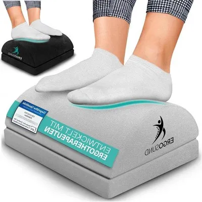 Produktbild von Famanu Fußstütze ergonomisch - höhenverstellbar - rutschfeste Fußablage - Schwarz