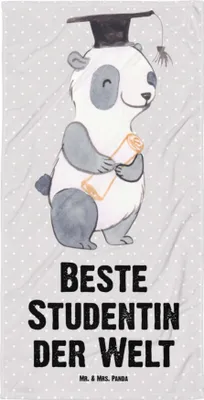 Produktbild von Mr. & Mrs. Panda Strandlaken Pinguin Beste Studentin der Welt - Grau Pastell - Geschenk, Studienabschluss, Großes Handtuch, Badehandtuch, Strandtuch, Tochter, Abschluss
