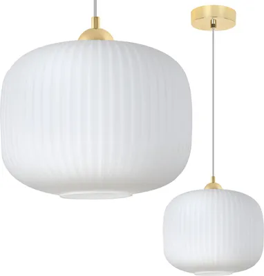 Produktbild von Hängelampe RIFFLE Gold 1-flammig Weiß Zylinder 25cm E27