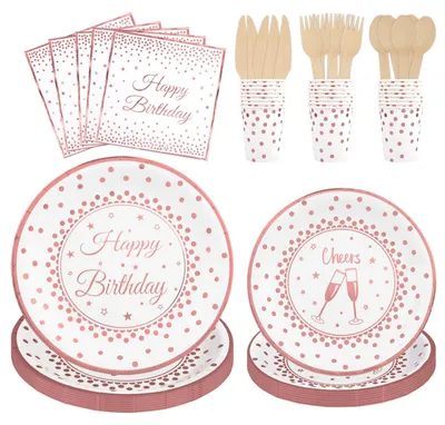 Partygeschirr-Set 125-tlg. für 25 Gäste, Roségold