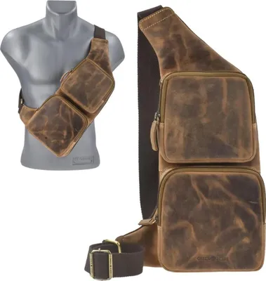 Produktbild von Greenburry Leder Umhängetasche Crossbag 24x43cm Vintage antikbraun