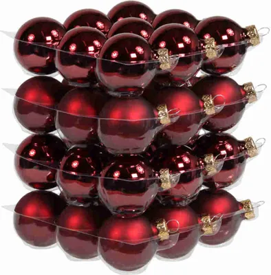 Produktbild von 36 Christbaumkugeln Glas 4cm Weihnachtskugel Kugel 40mm Baumschmuck Weihnachten, Farbe:dunkelrot glanz/matt